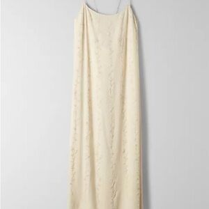 NWT RARE 100% silk Elegant Cream Spaghetti Strap Dress with beaded embroidery